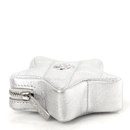 Chanel Metallic Lambskin Walk Of Fame Star Clip On Coin Purse Silver 4 of 9