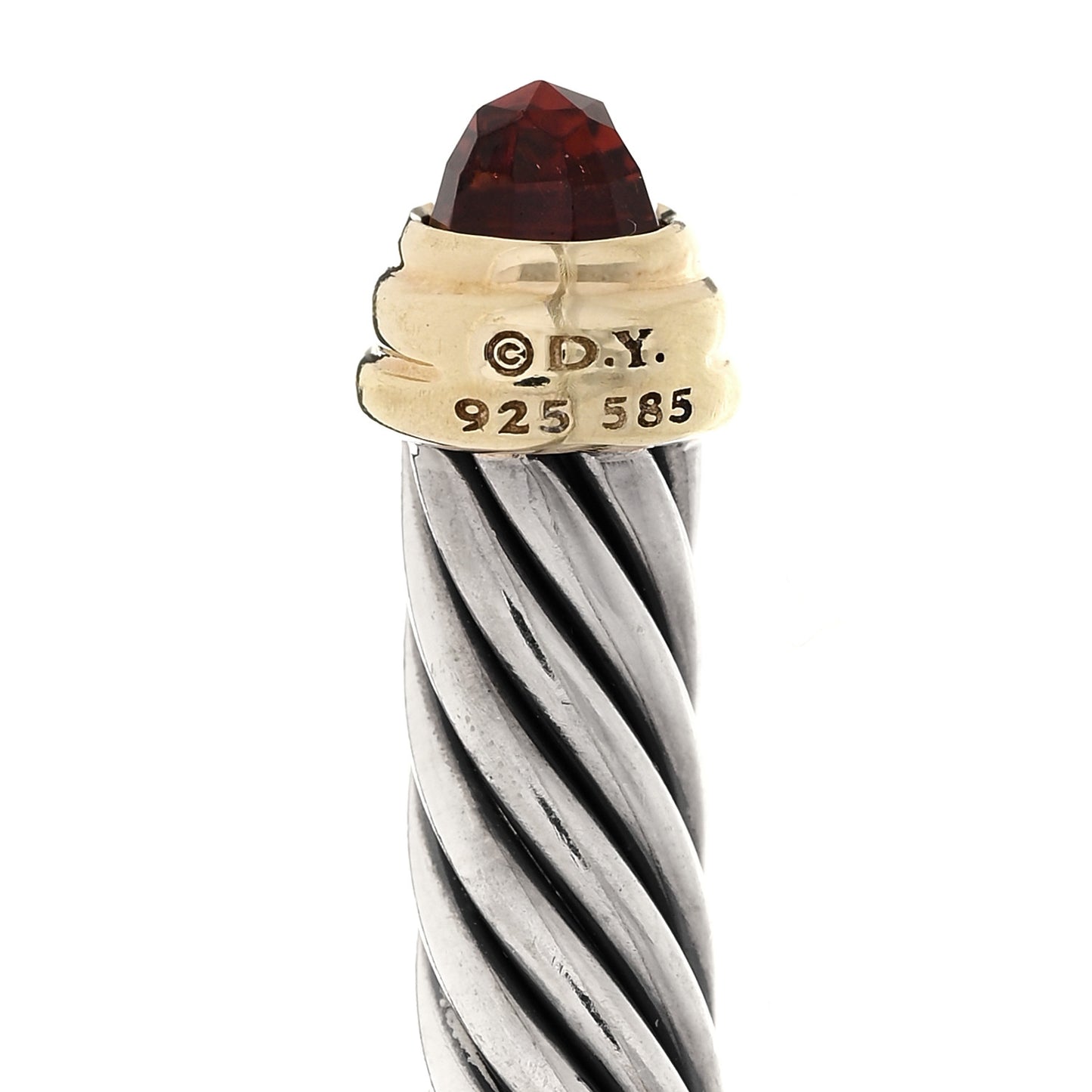 Sterling Silver 14K Yellow Gold Garnet 5mm Cable Classics Petite Color Bracelet