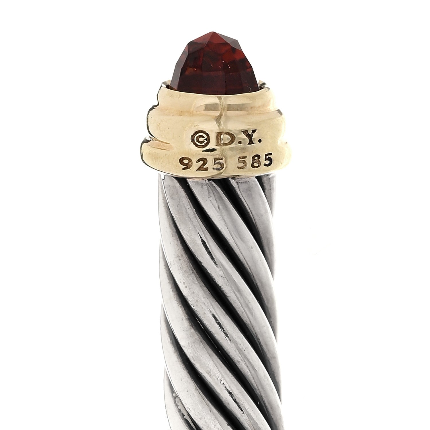 David Yurman Sterling Silver 14K Yellow Gold Garnet 5mm Cable Classics Petite Color Bracelet 3 of 3