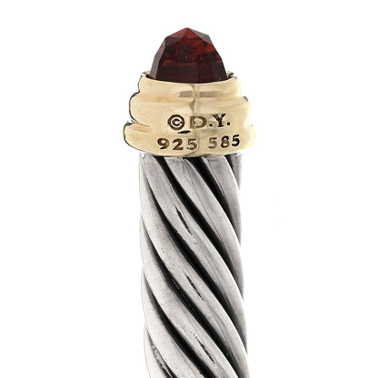 David Yurman Sterling Silver 14K Yellow Gold Garnet 5mm Cable Classics Petite Color Bracelet 3 of 3