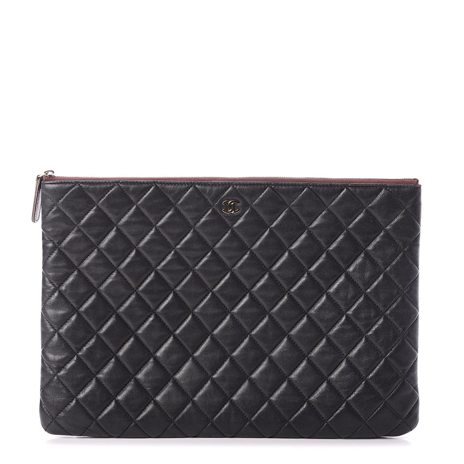 Chanel Lambskin Quilted Large Pouch Black 1 of 9