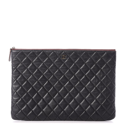 Chanel Lambskin Quilted Large Pouch Black 1 of 9