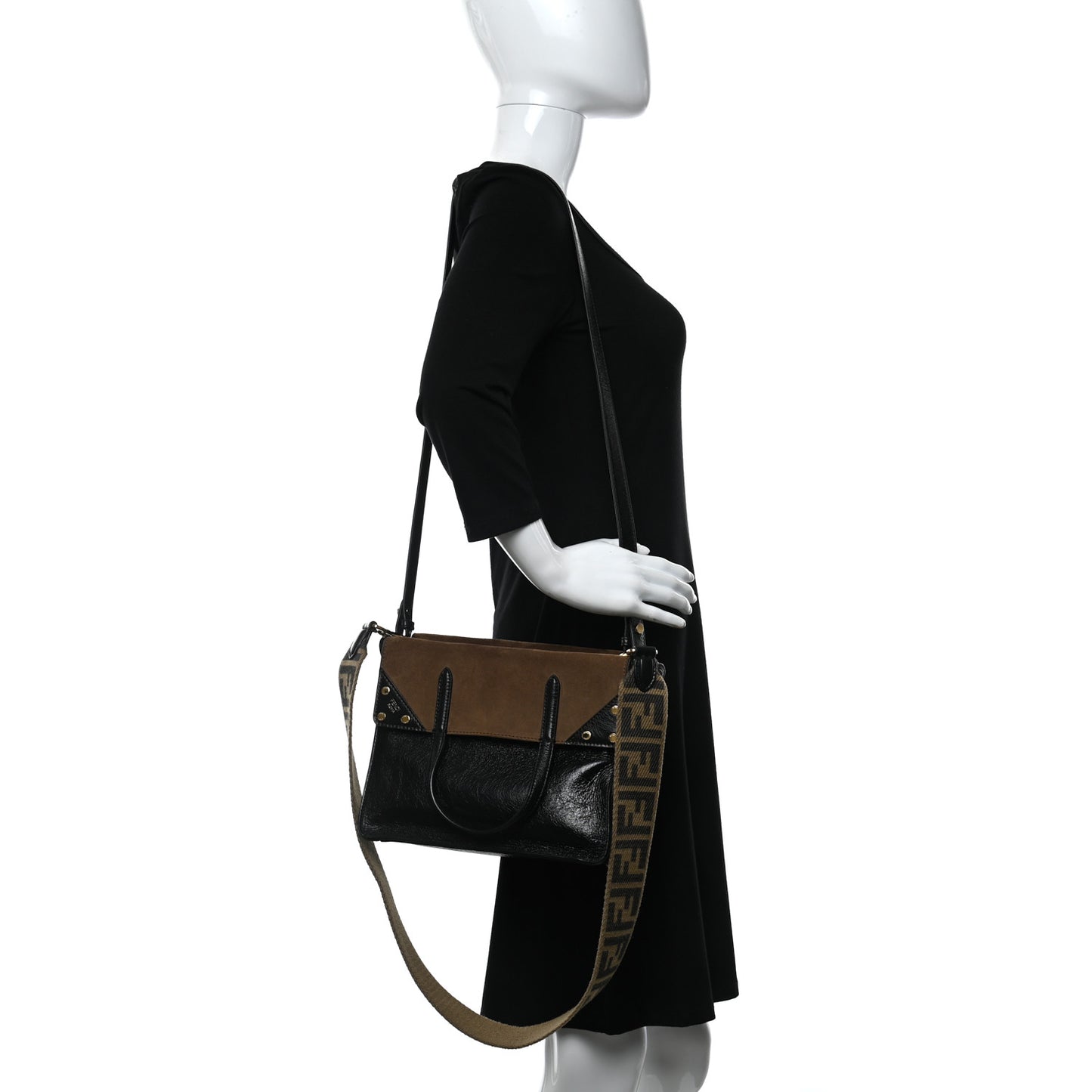 Agnello Old Shine Vitello Go Rain Small Flip Tote Black Marrone