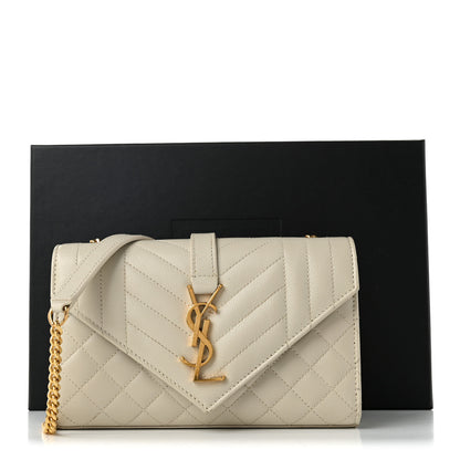 Saint Laurent Grain De Poudre Textured Mixed Matelasse Triquilt Small Monogram Satchel Crema Soft 10 of 10