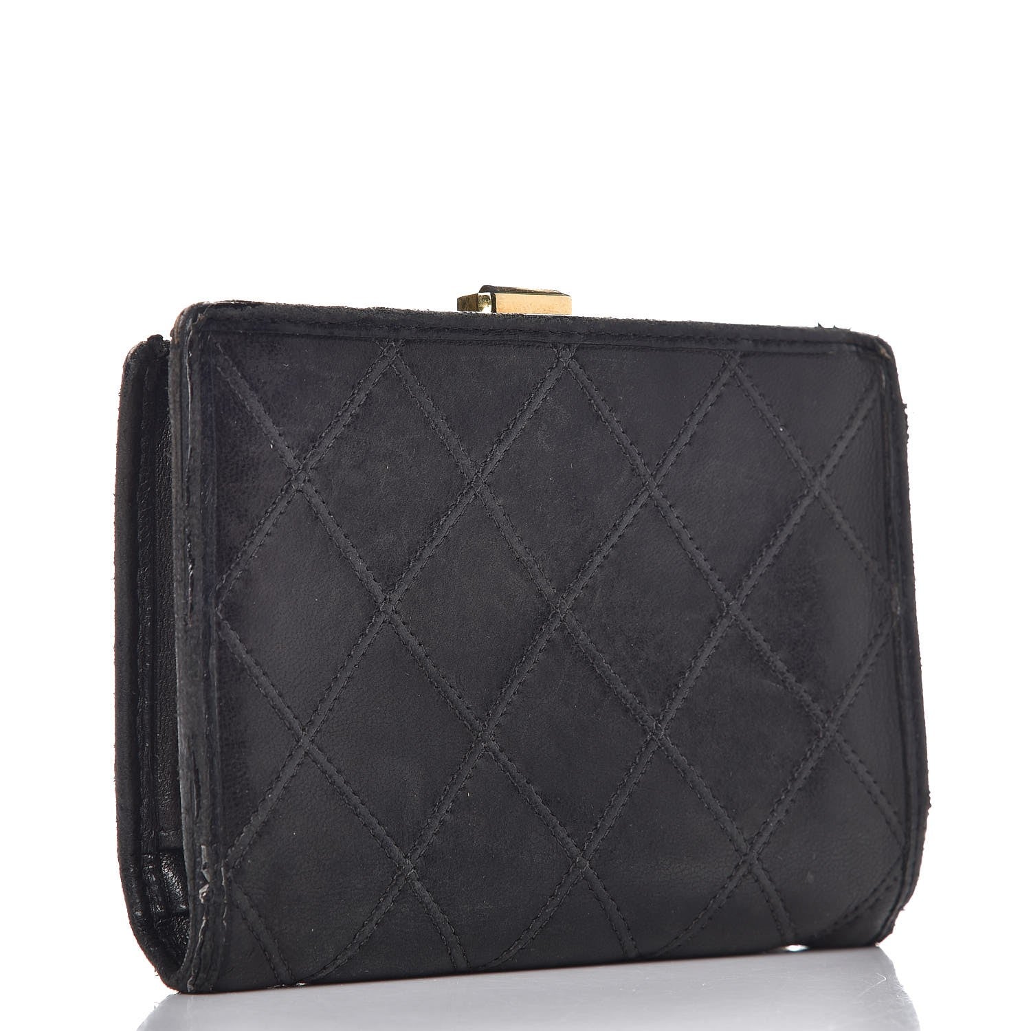 Chanel Lambskin Diamond Stitched Compact French Wallet Black 3 of 10