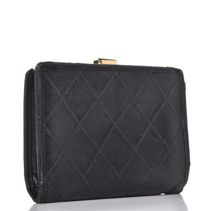 Chanel Lambskin Diamond Stitched Compact French Wallet Black 3 of 10