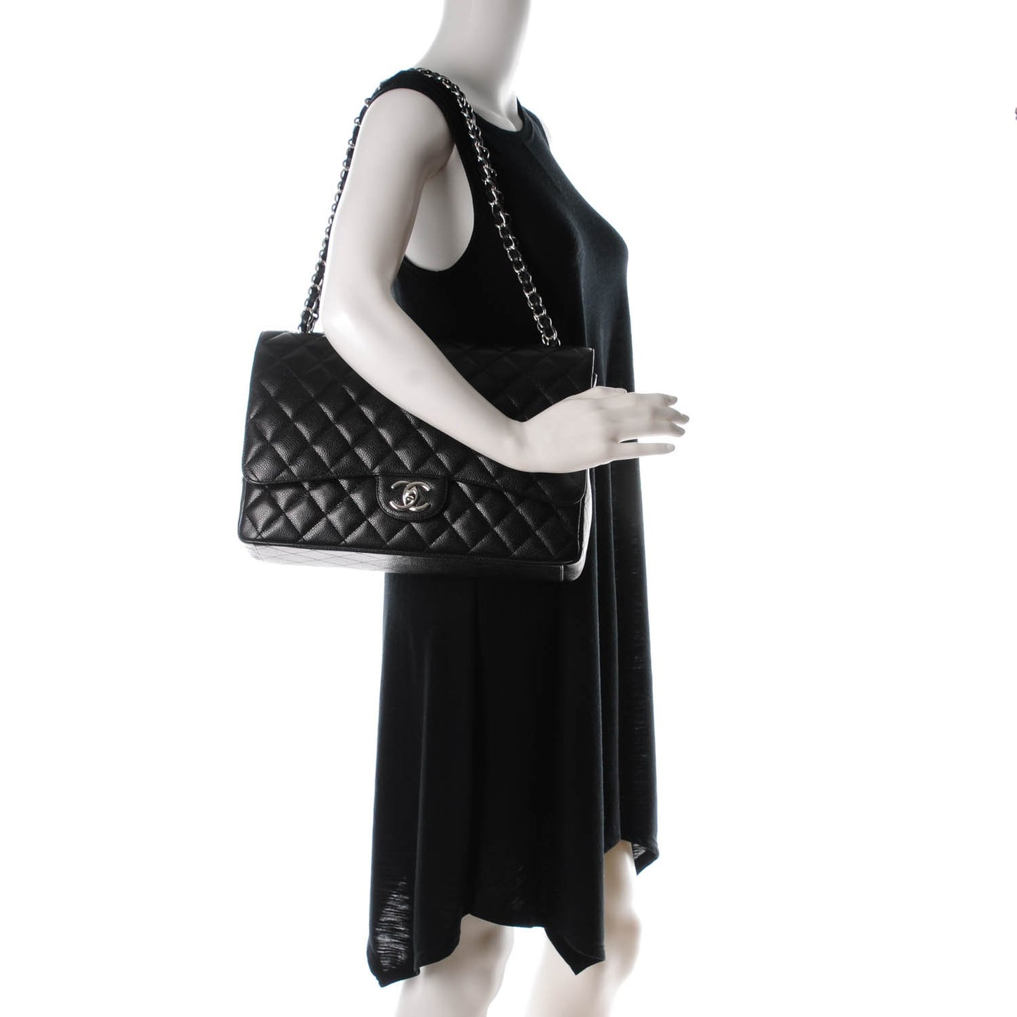 Caviar Quilted Maxi Double Flap Black