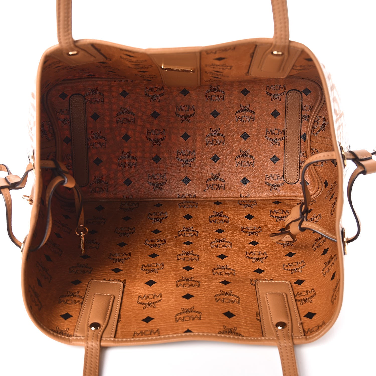 MCM Visetos Medium Liz Reversible Shopper Tote Cognac 9 of 16