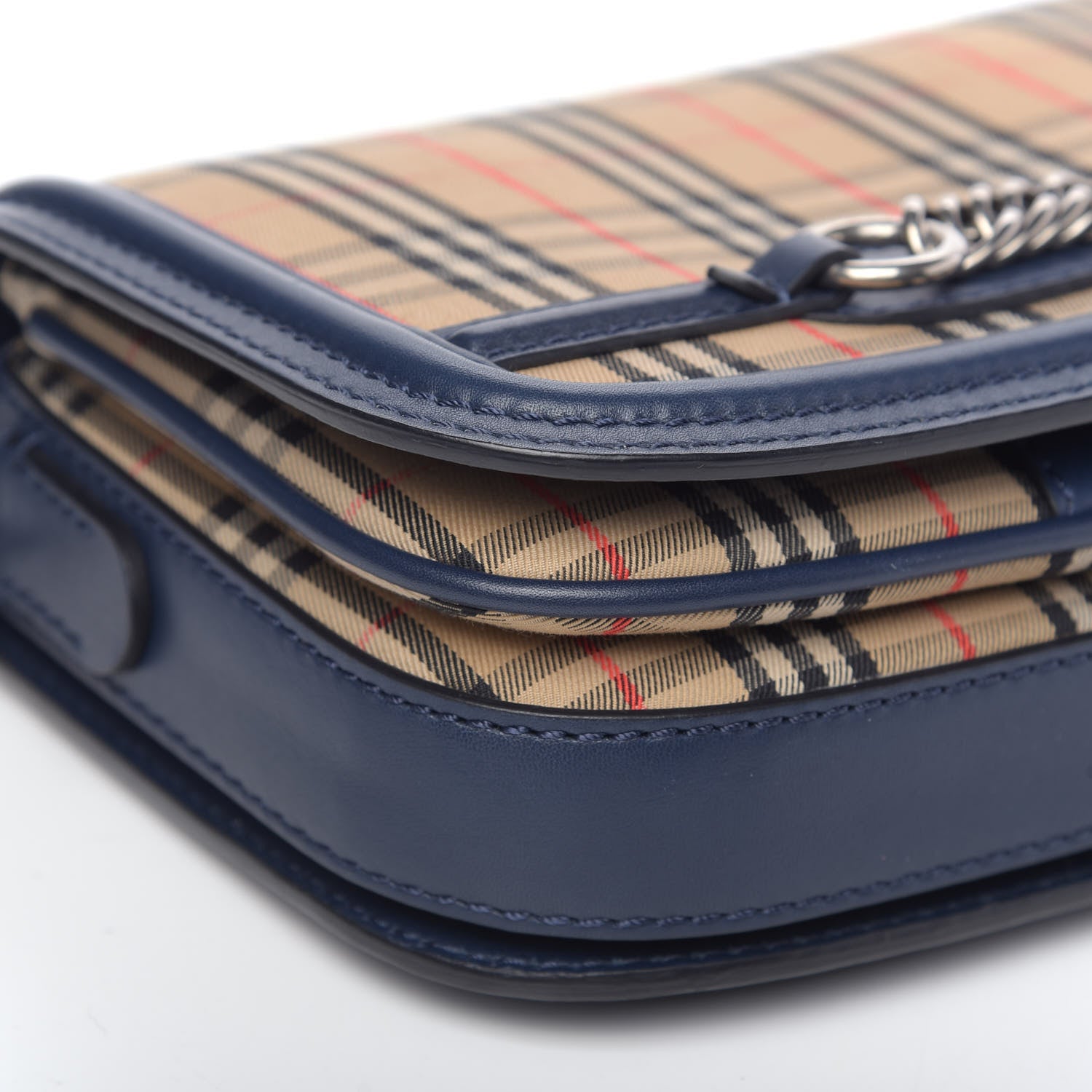 Burberry Smooth Calfskin 1983 Knight Check Link Shoulder Bag Ink Blue 7 of 8