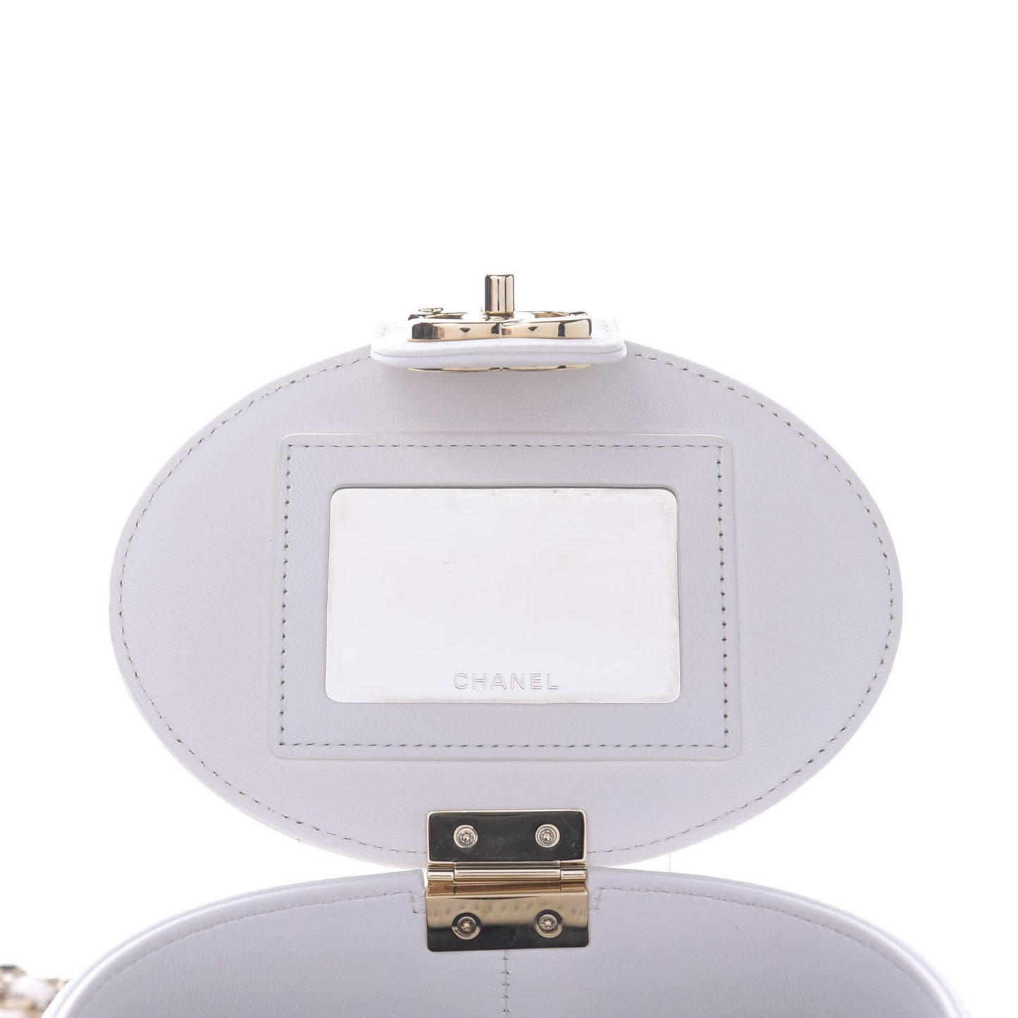 Lambskin Resin Elegant Chain Vanity Case White