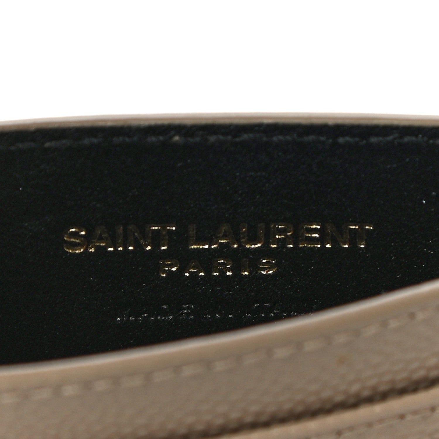 Saint Laurent Grain De Poudre Matelasse Chevron Monogram Credit Card Case Dark Beige 6 of 10