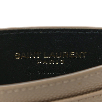 Saint Laurent Grain De Poudre Matelasse Chevron Monogram Credit Card Case Dark Beige 6 of 10