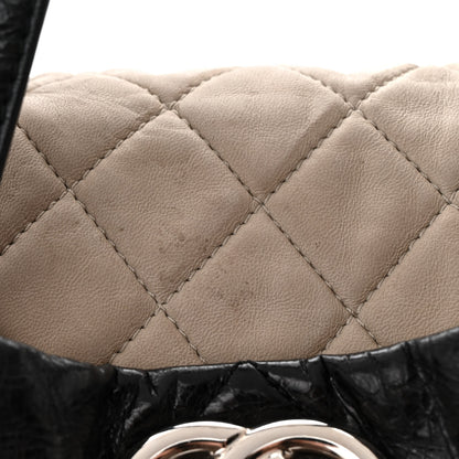 Chanel Glazed Calfskin Quilted Portobello Tote Black Beige 13 of 14