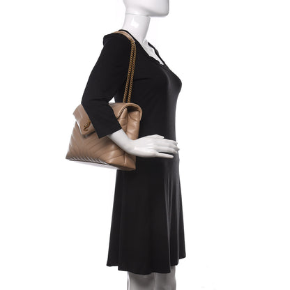 Saint Laurent Calfskin Y Quilted Monogram Medium Loulou Chain Satchel Dark Beige 2 of 9