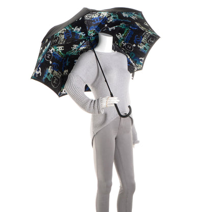 Chanel Coco Mademoiselle CC Graffiti Umbrella Blue Black 2 of 10