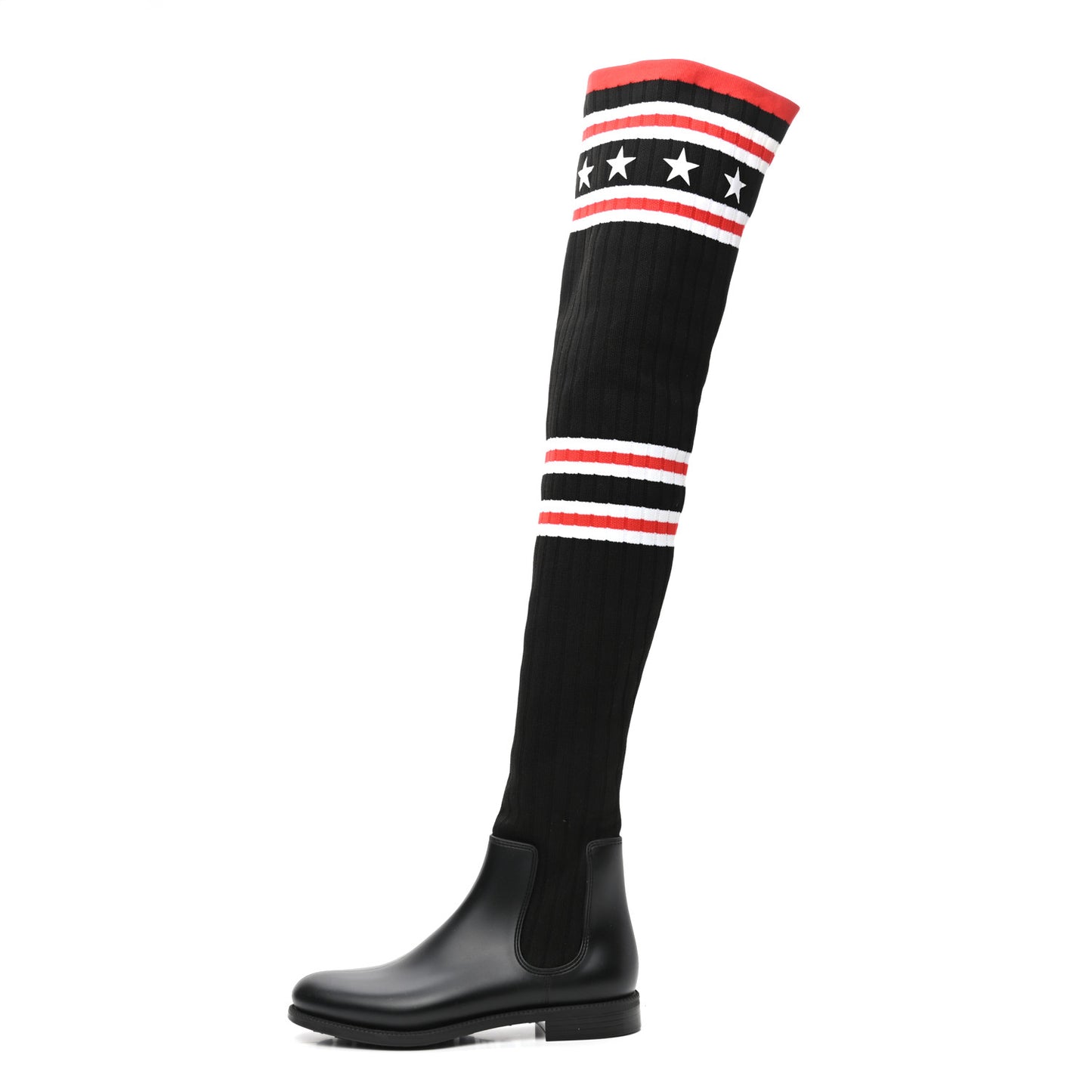 Knit Rubber Storm Over The Knee Boots 37 Black