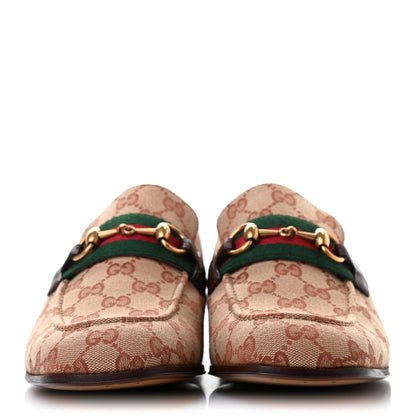 Gucci GG Monogram Goatskin Web Mens Horsebit Loafers 9.5 Beige Ruggine Light Brown 2 of 8