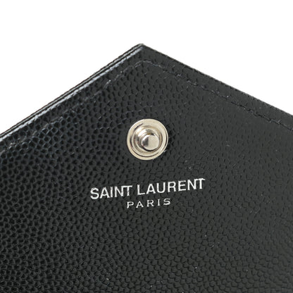 Saint Laurent Grain De Poudre Matelasse Chevron Monogram Chain Wallet Black 9 of 17