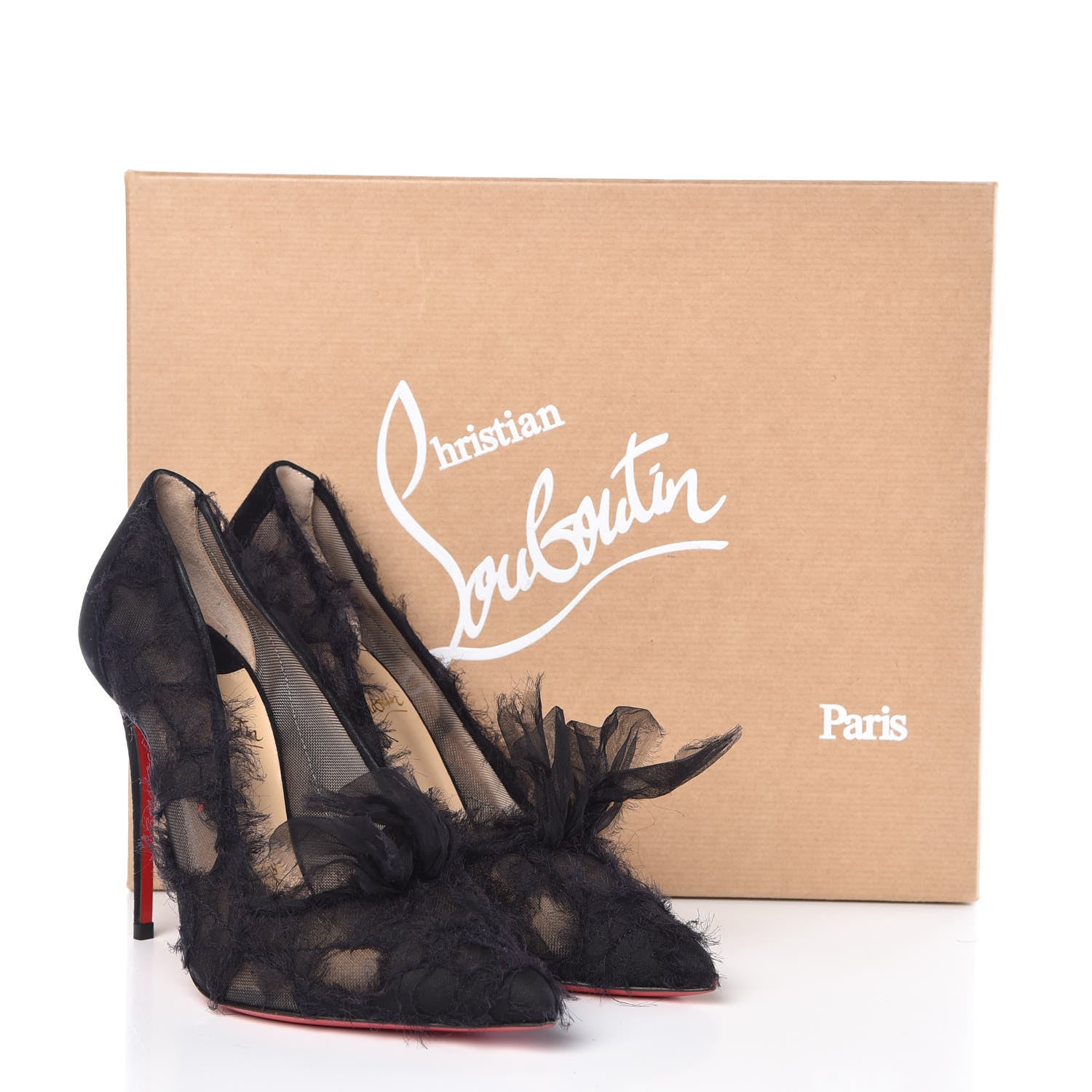Christian Louboutin Organza Suede Toufrou 100 Pump 36.5 Black 10 of 10