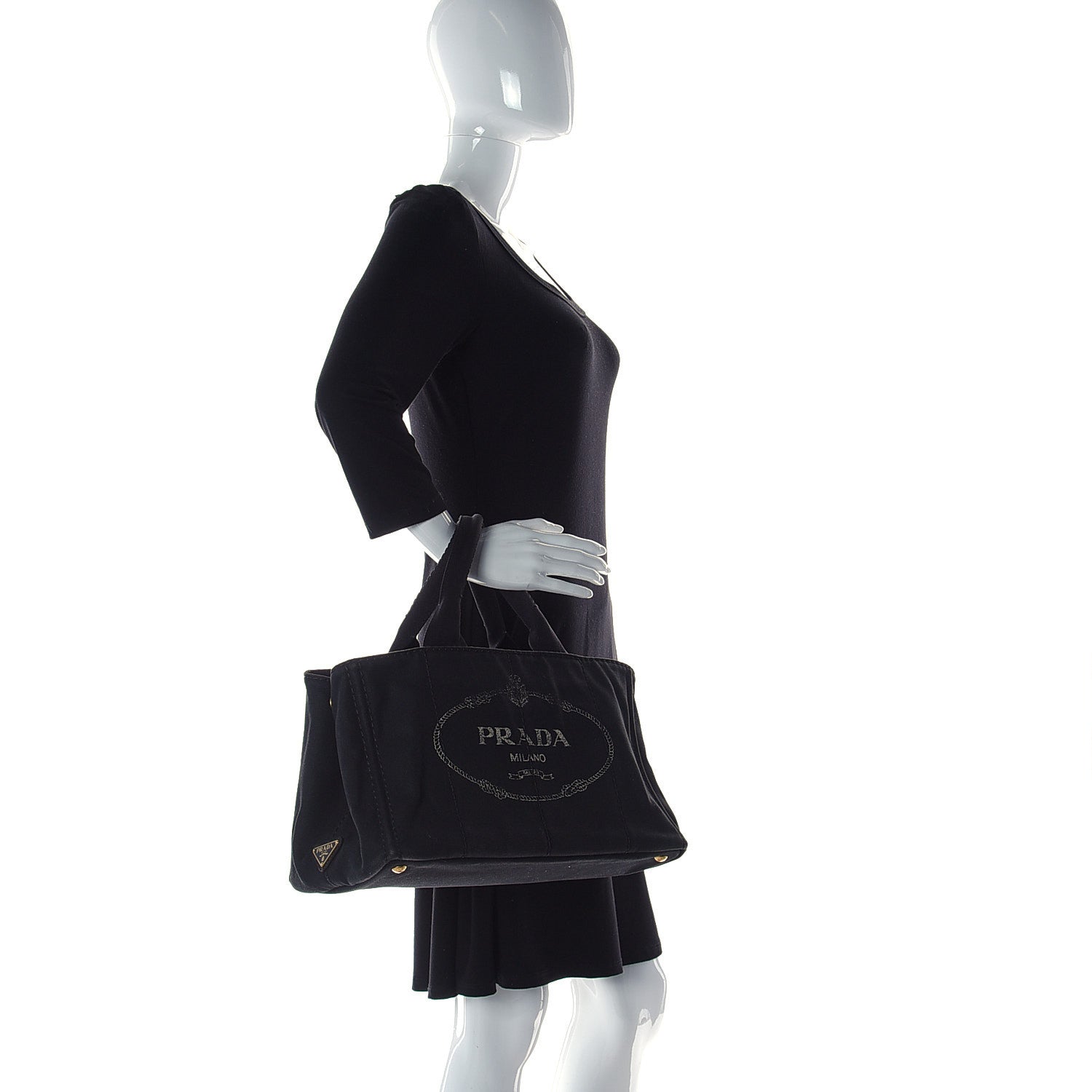 Prada Canapa Small Logo Tote Black 3 of 12