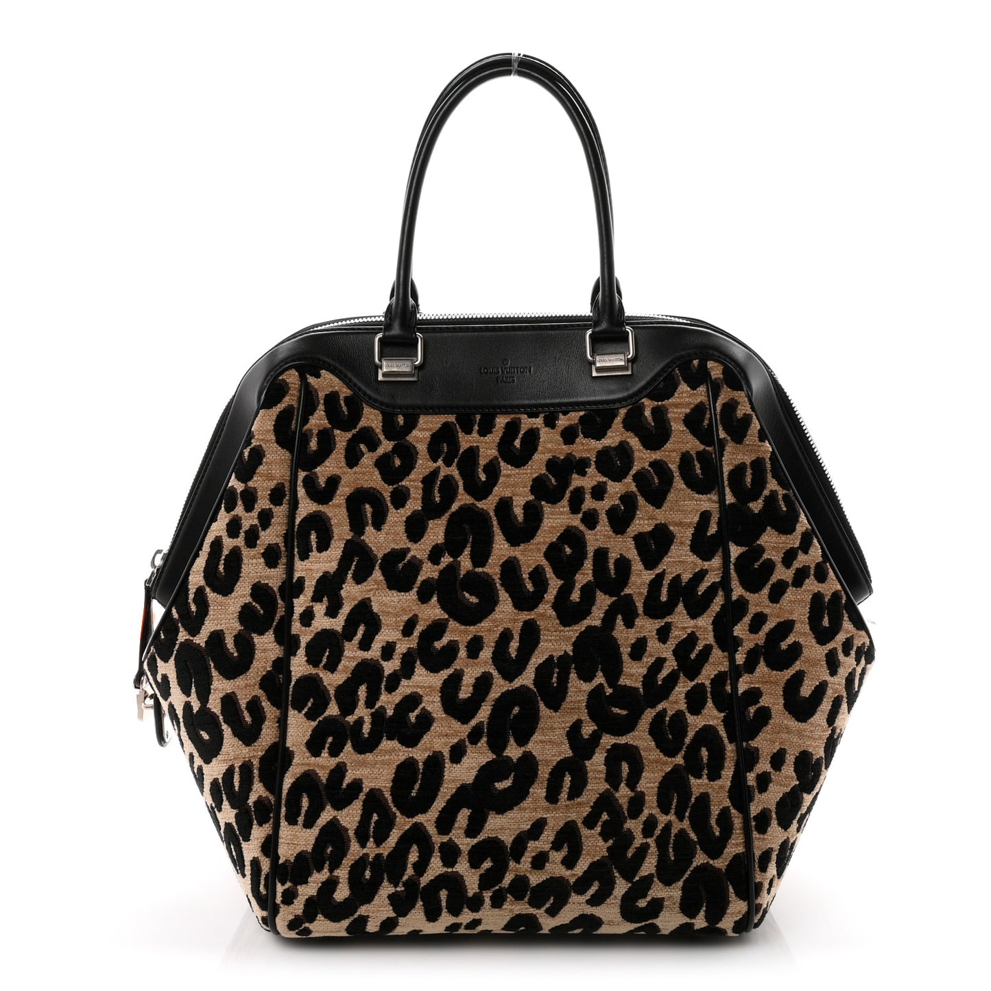 Jacquard Velvet Leopard Print Stephen Sprouse North South Bag Black