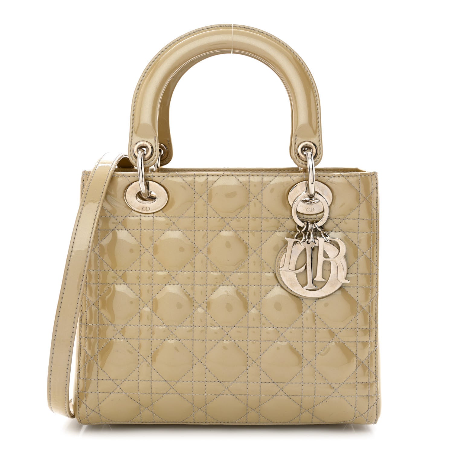 Christian Dior Patent Cannage Medium Lady Dior Beige 1 of 13