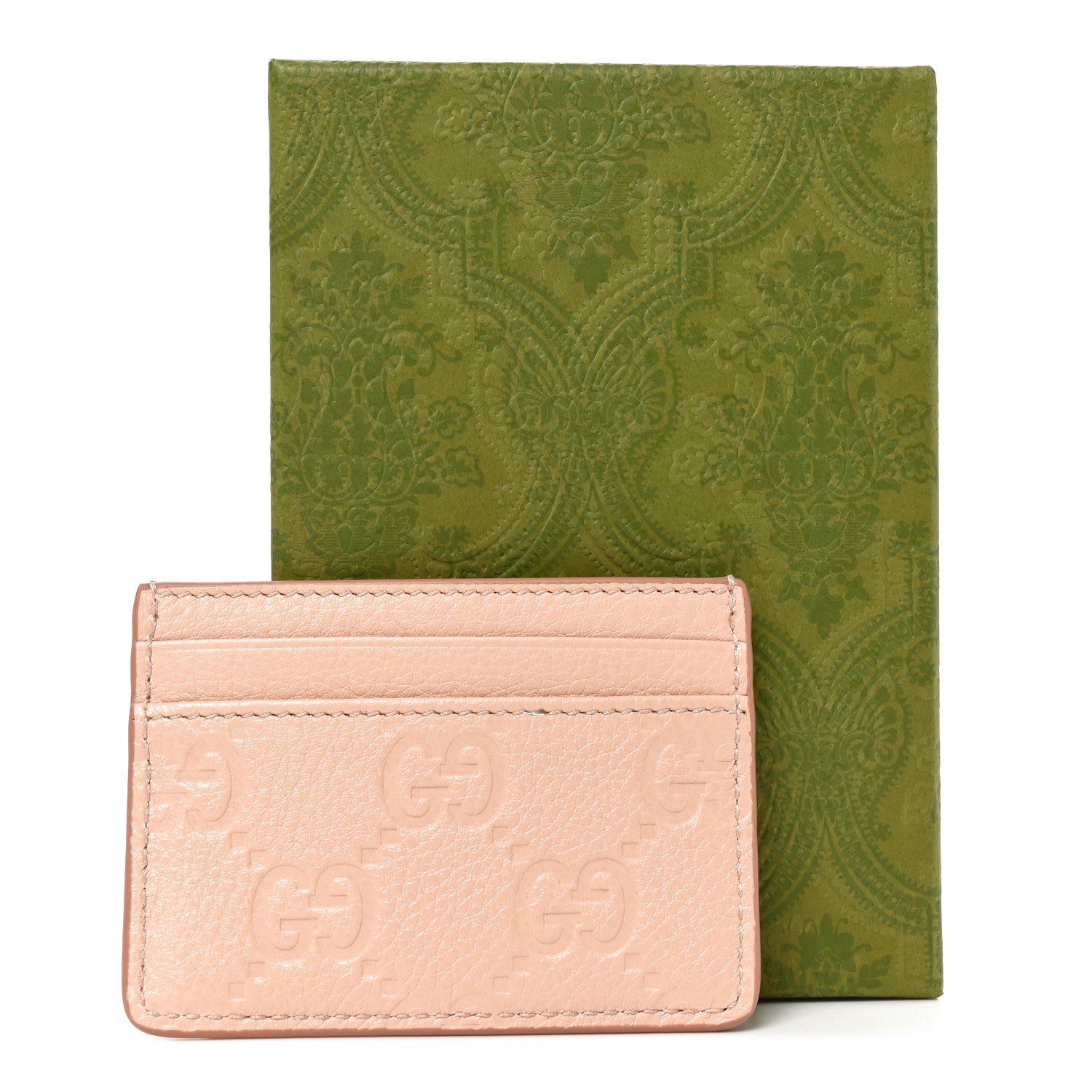 Gucci GG Grainy Calfskin Emblem Card Case Rose Dust 7 of 7