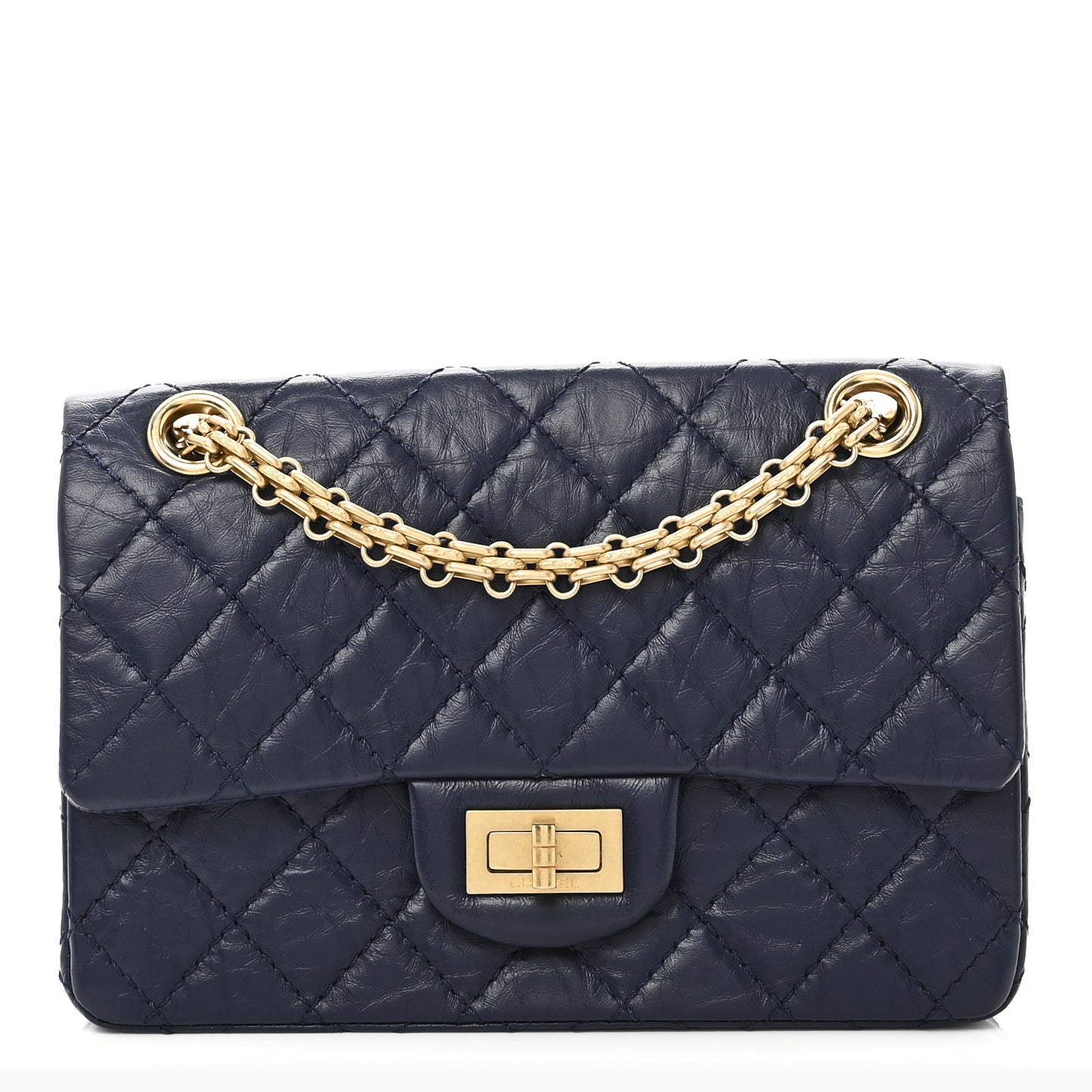 Aged Calfskin Quilted 2.55 Reissue Mini Flap Navy