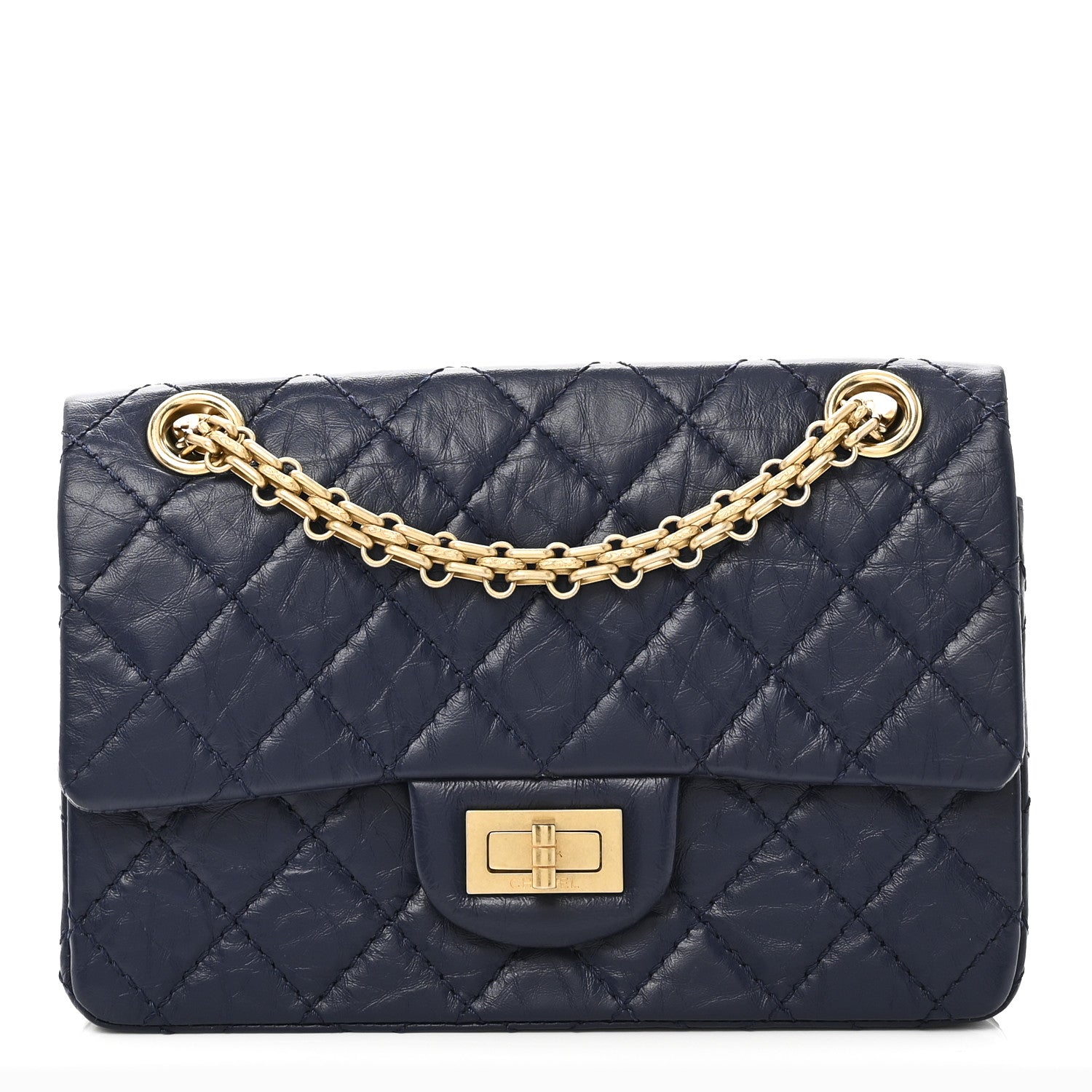 Chanel Aged Calfskin Quilted 2.55 Reissue Mini Flap Navy 1 of 10