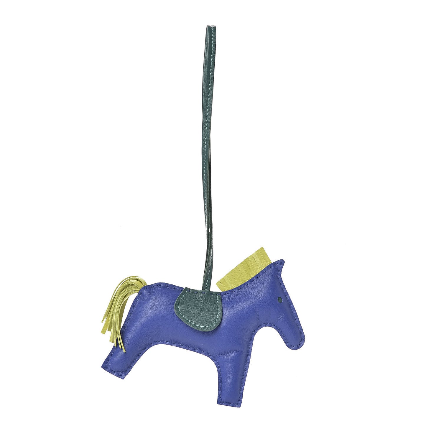 Milo Lambskin Grigri Rodeo Horse Bag Charm MM Bleu Electrique Malachite Lime
