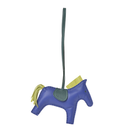 Hermes Milo Lambskin Grigri Rodeo Horse Bag Charm MM Bleu Electrique Malachite Lime 1 of 5