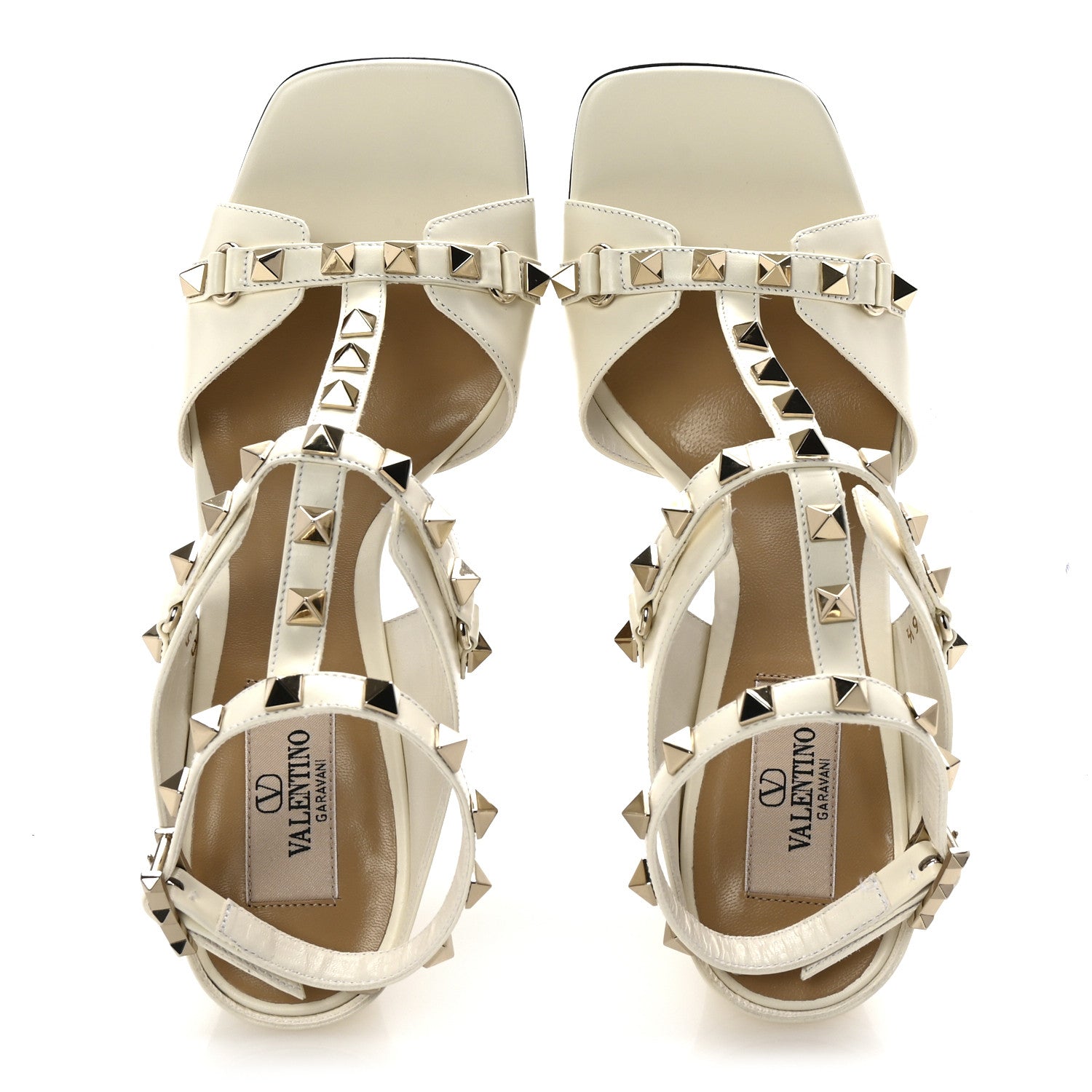 Valentino Garavani Calfskin Rockstud 60mm Sandals 36.5 Light Ivory 2 of 10