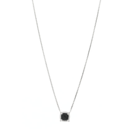David Yurman Sterling Silver Diamond Black Onyx 7mm Chatelaine Pave Bezel Pendant Necklace 1 of 6