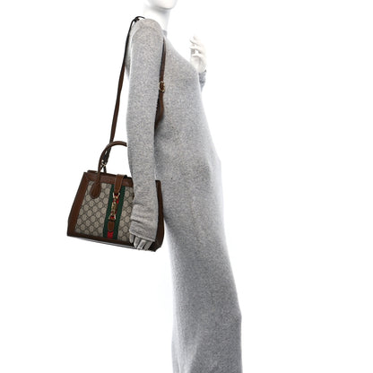 Gucci GG Supreme Monogram Azalea Calfskin Web Medium Jackie 1961 Tote Beige Ebony Brown Sugar 2 of 9