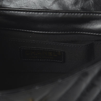 Chanel Glazed Calfskin Chevron Quilted Small Hampton Flap Black 8 of 11