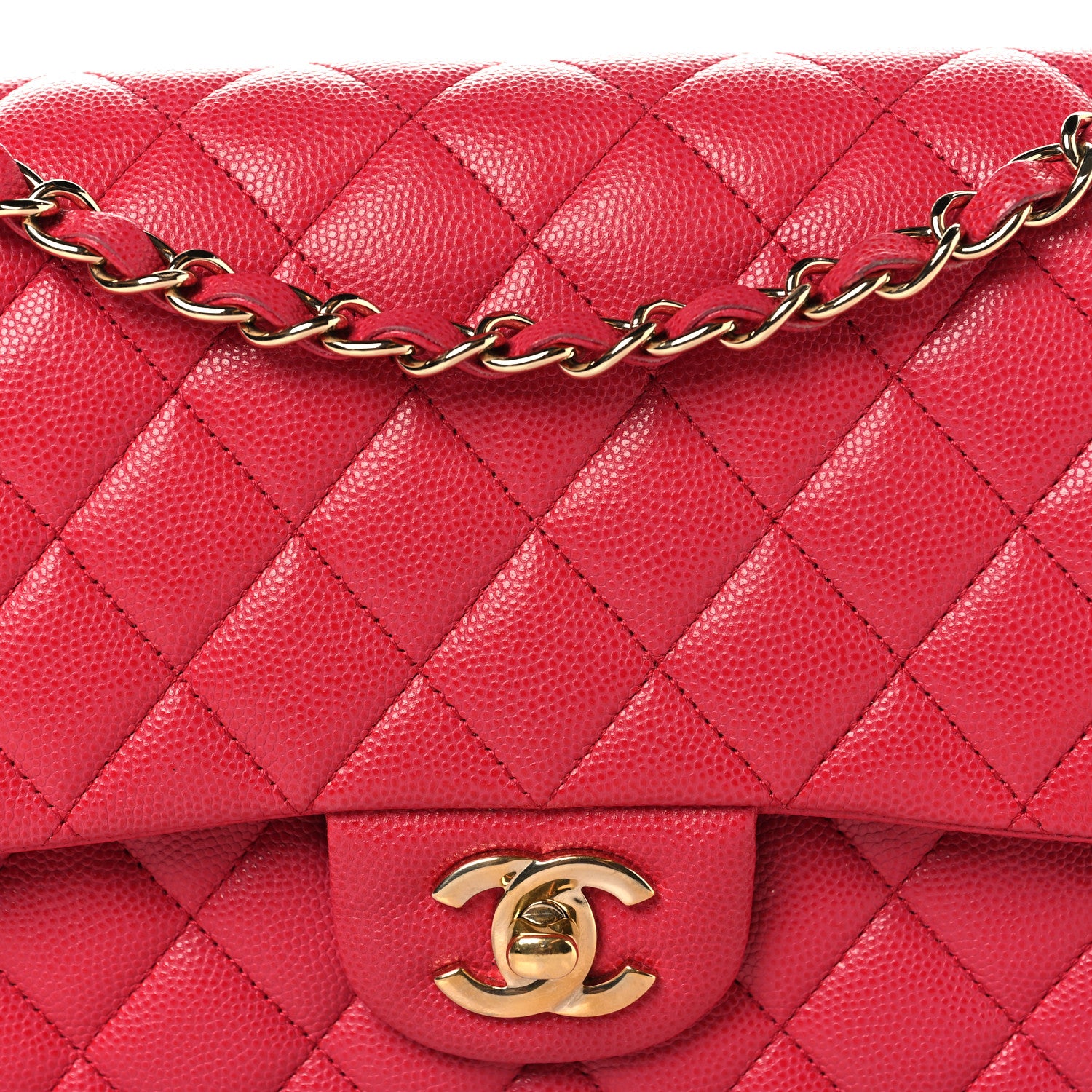Chanel Caviar Quilted Medium Double Flap Dark Pink 8 of 10
