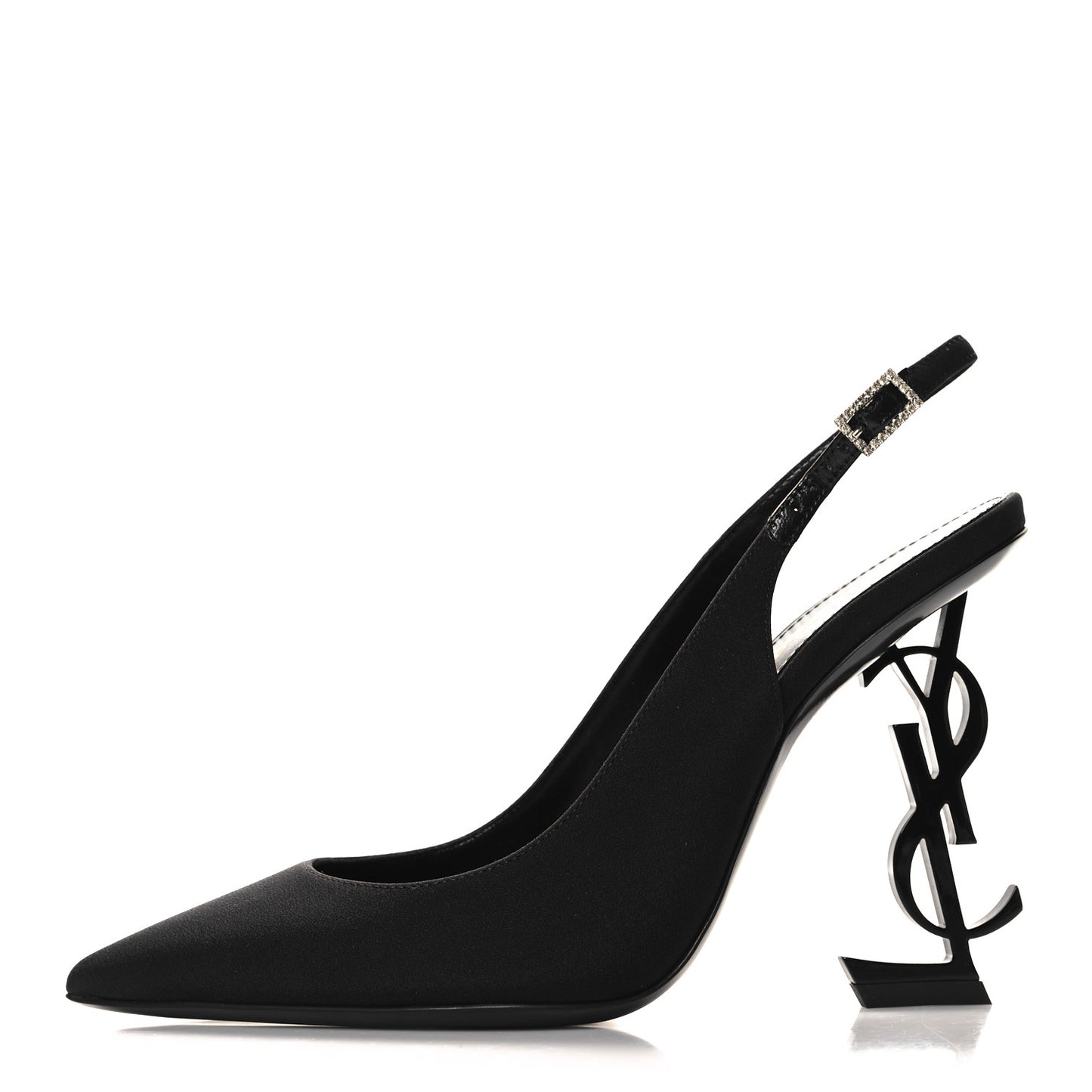Crepe Satin Opyum Crystal Slingback Pump 36.5 Black