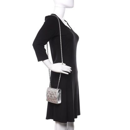 Chanel Metallic Lambskin Quilted Mini Trendy CC Clutch With Chain Silver 2 of 10