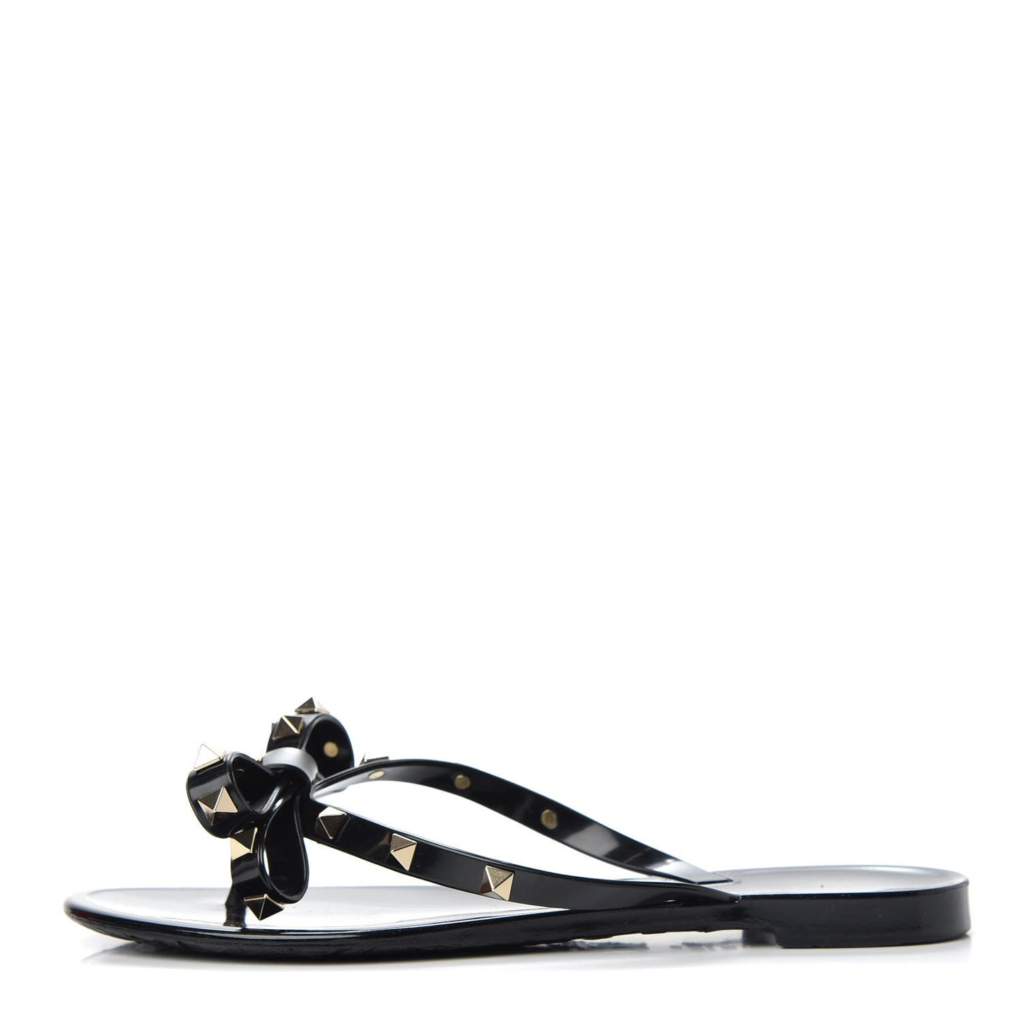 PVC Jelly Rockstud Bow Thong Sandals 37 Black