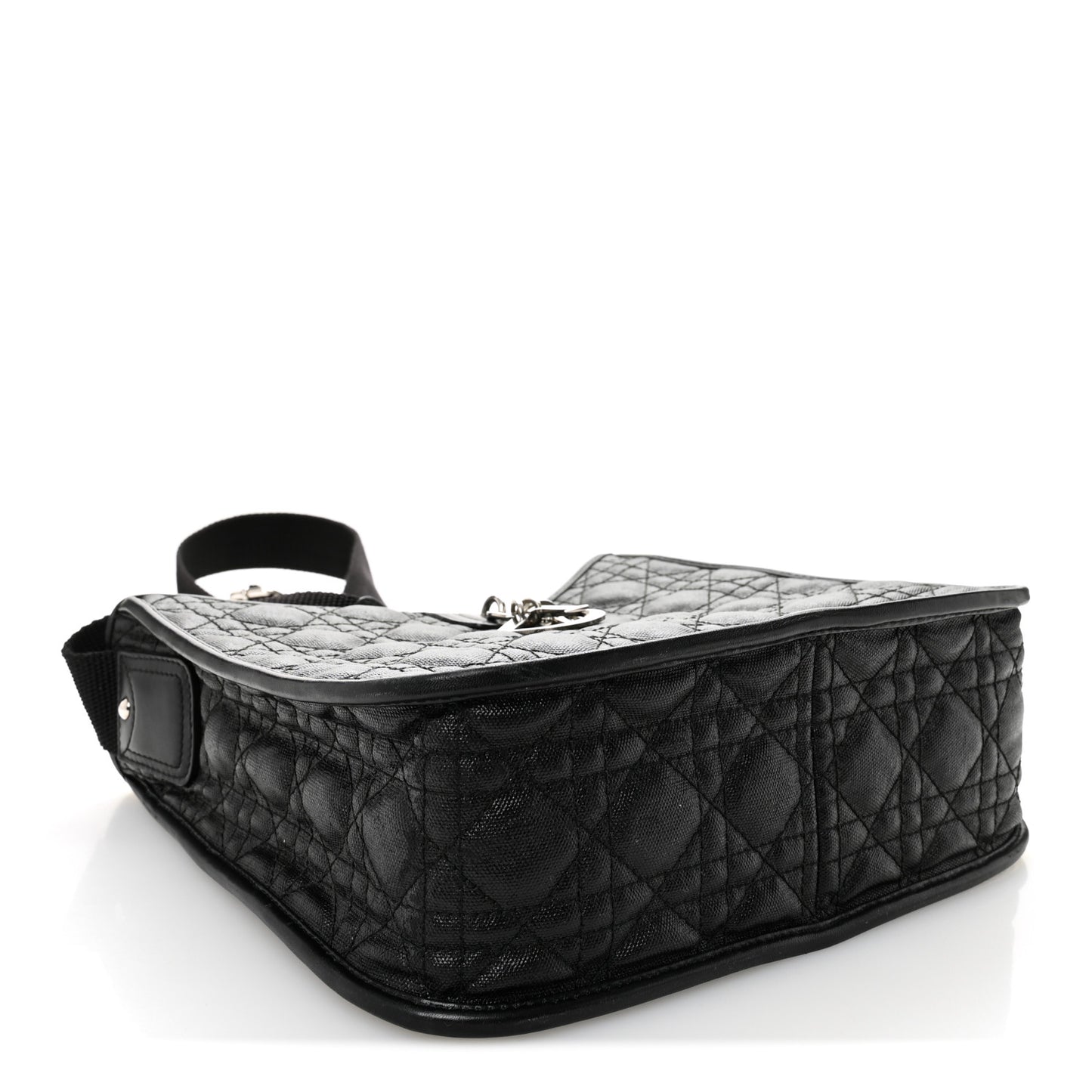 Coated Canvas Cannage Crossbody Bag Black