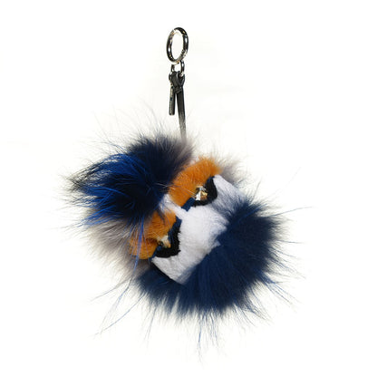 Fendi Mink Fox Rabbit Fur Crystal Glamoroso Monster Bag Charm Black Blue Grey 1 of 6