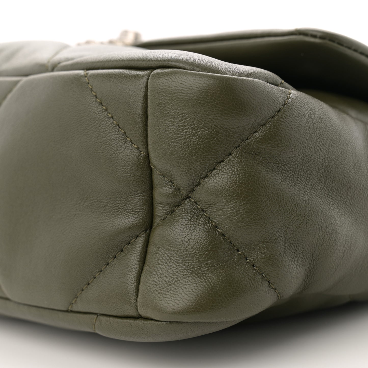 Lambskin Quilted Medium Chanel 19 Flap Khaki