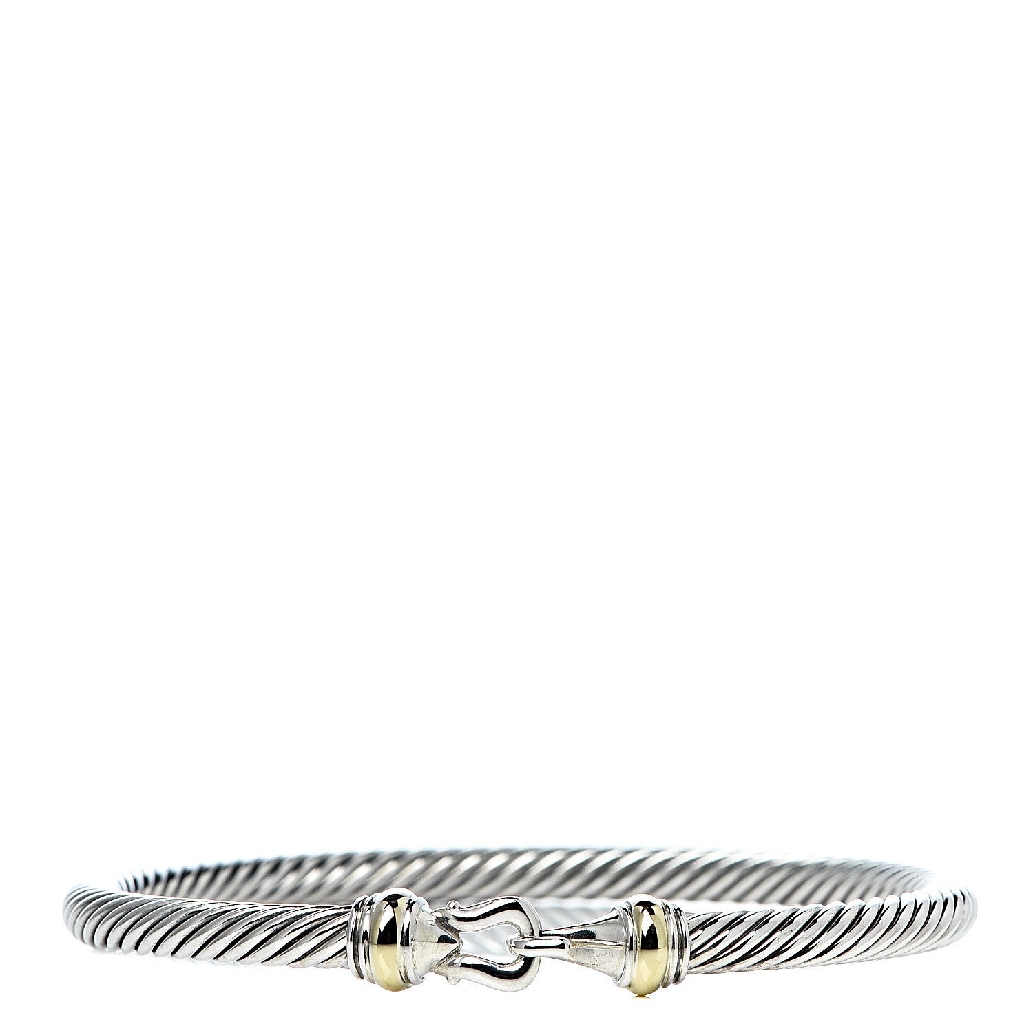 David Yurman Sterling Silver 18K Yellow Gold 4mm Cable Buckle Bracelet 1 of 4