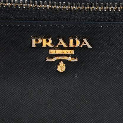 Prada Saffiano Zip Around Wallet Nero Black 9 of 9