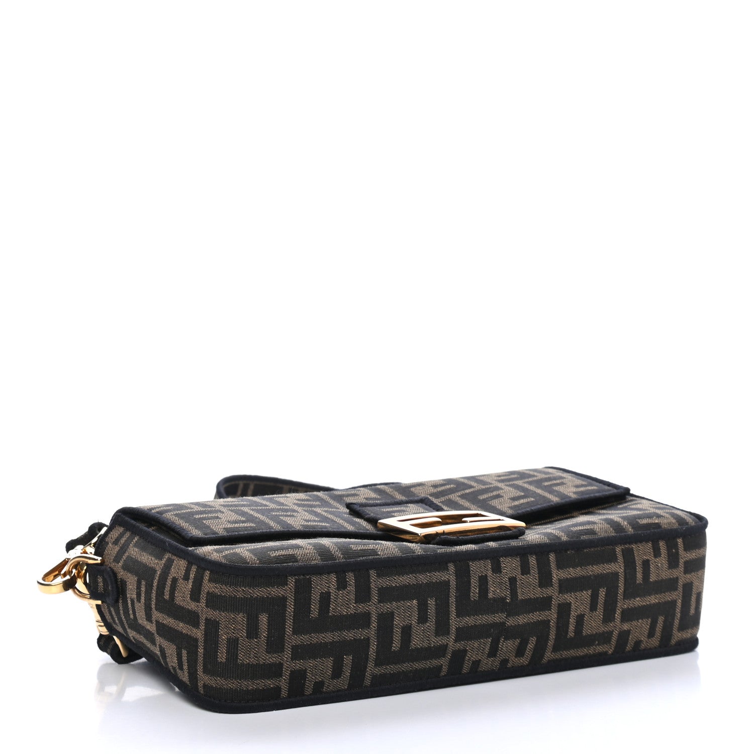 Fendi Fabric Jacquard FF 1974 Medium Baguette Tobacco Moro Black 3 of 4