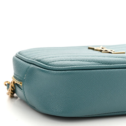 Saint Laurent Grain De Poudre Matelasse Monogram Mini Lou Camera Bag Blue Vert 9 of 11
