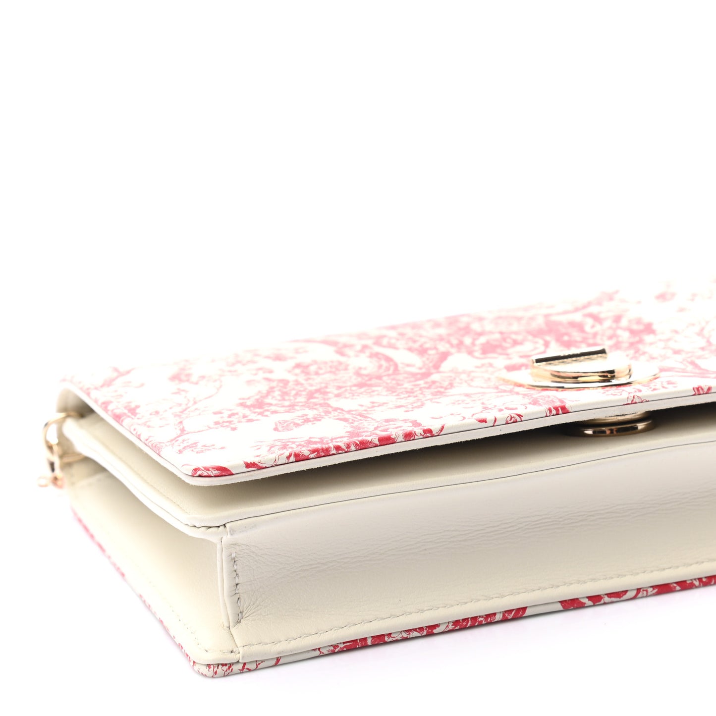 Patent Toile de Jouy Diorama Wallet On Chain Pouch Red