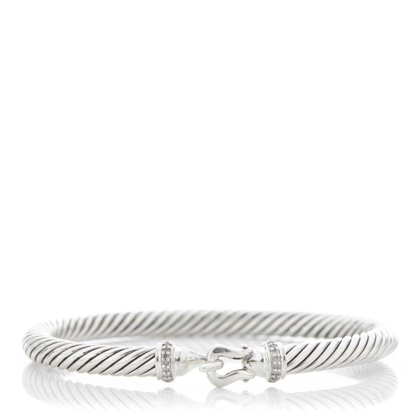 Sterling Silver Diamond 5mm Cable Buckle Bracelet