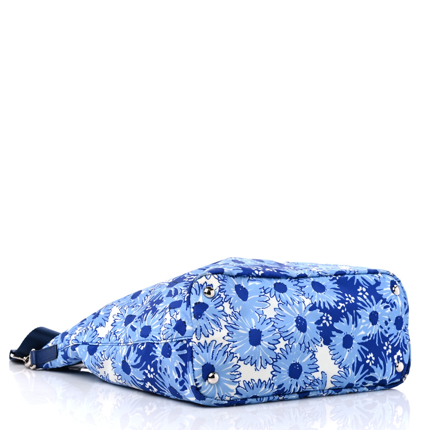 Tessuto Nylon Saffiano Floral Print Tote Baltico Dis Primule
