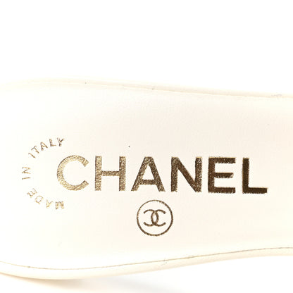 Chanel Lambskin CC Cutout Mules 38 White Black 8 of 10